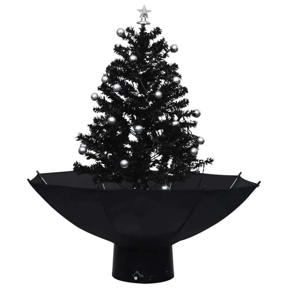 Choinka sypiąca śniegiem, podstawa parasolowa, czarna, 75 cm