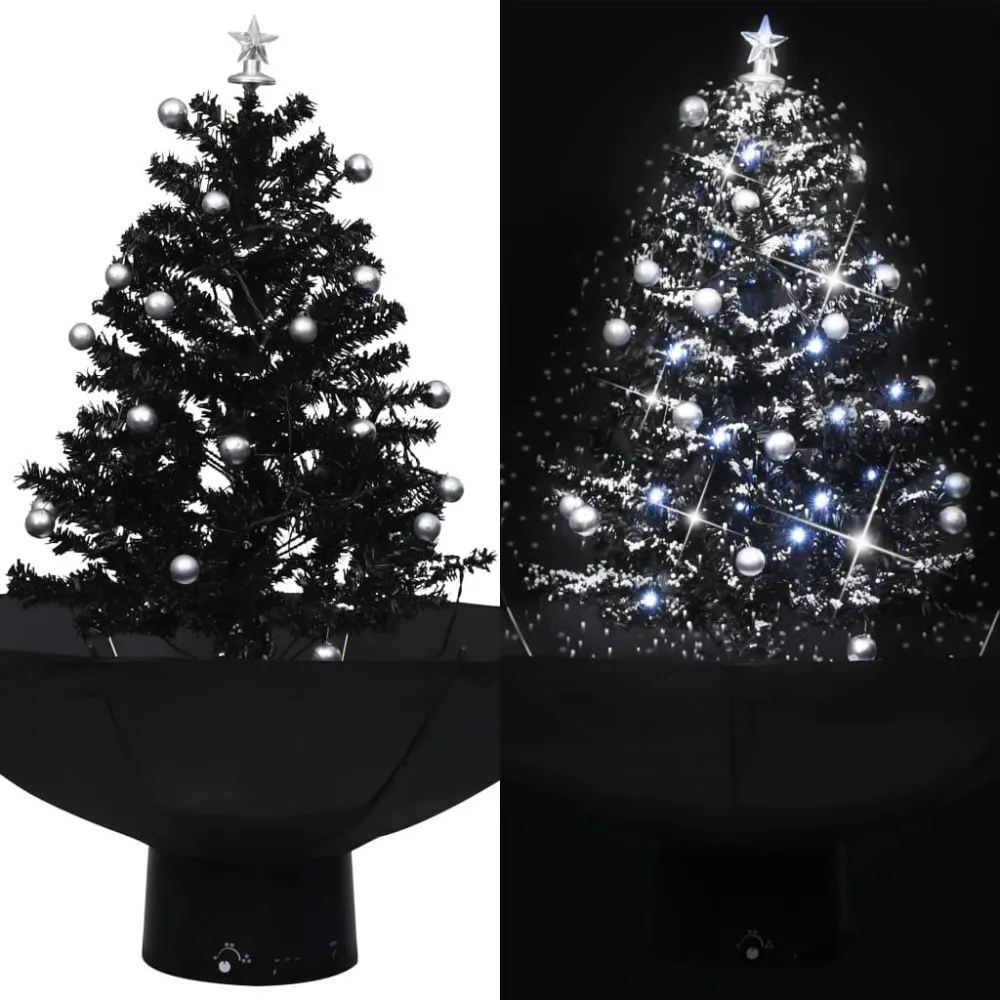 Choinka sypiąca śniegiem, podstawa parasolowa, czarna, 75 cm