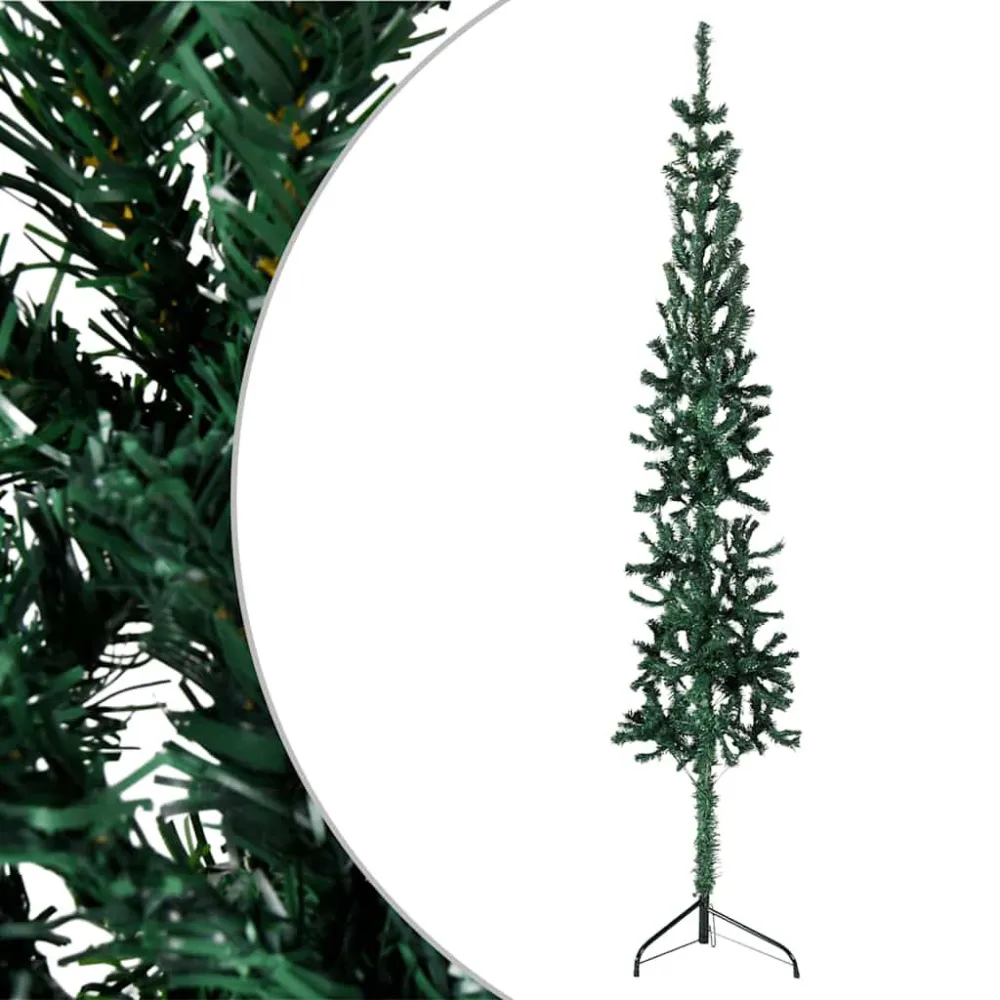Smukł choinka połówka ze stojakiem, sztuczna, zielona, 150 cm