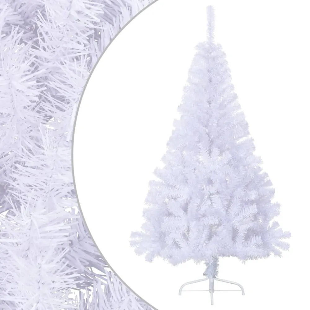 Sztuczna choinka ze stojakiem, połówka, biał, 150 cm, PVC