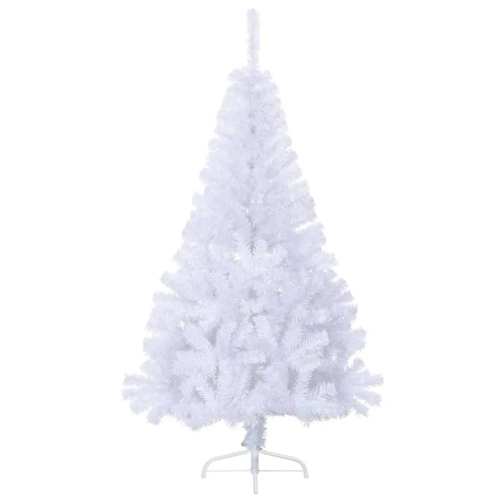 Sztuczna choinka ze stojakiem, połówka, biał, 150 cm, PVC