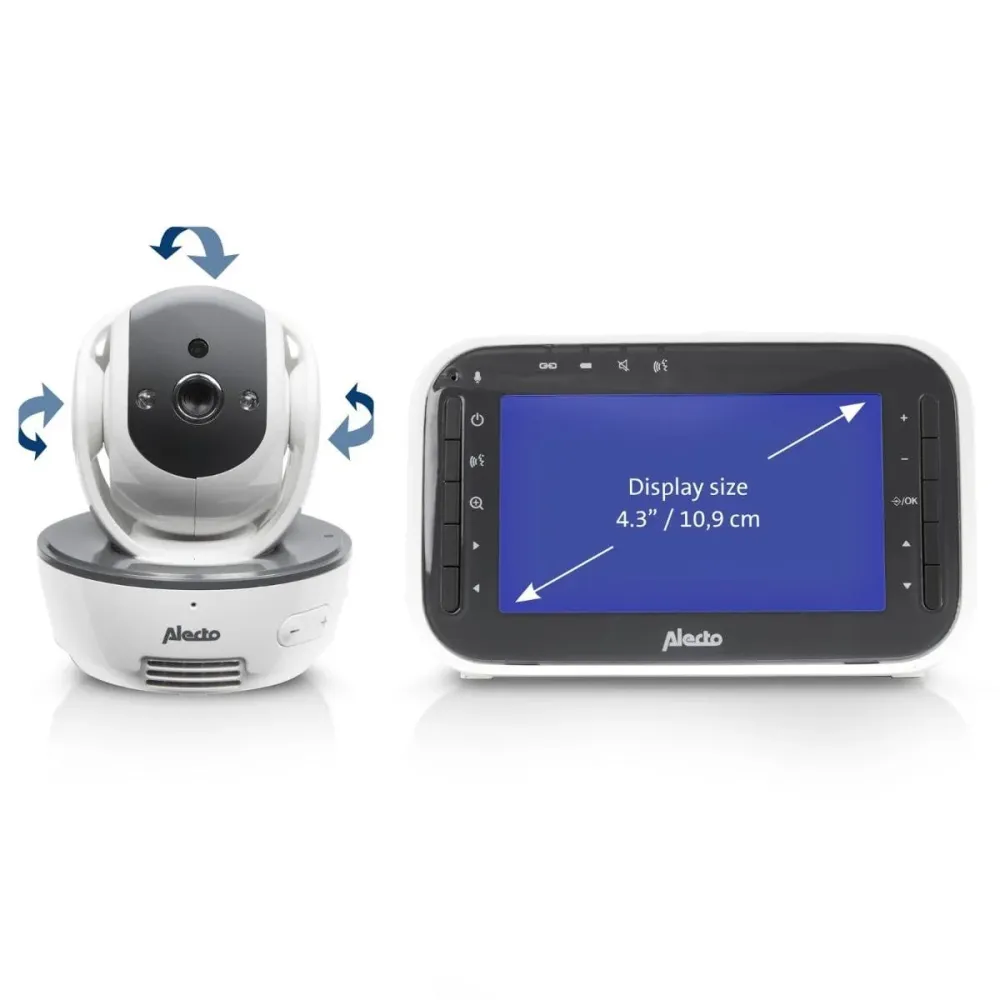 Alecto Baby Monitor Dvm200M White/Anthracite z kamerą i 4,3-calowym kolorowym ekranem