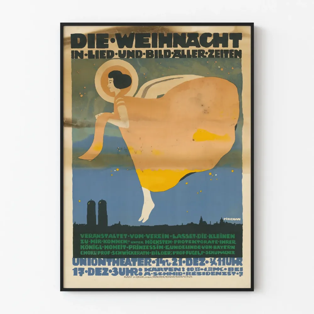 Artystyczny i poetycki plakat świąteczny vintage