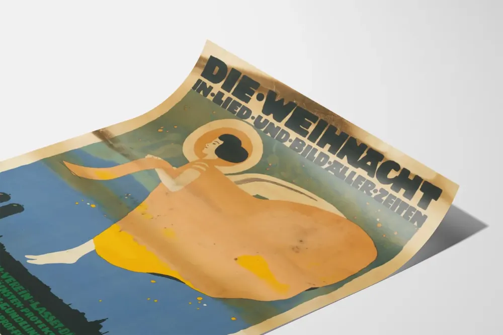Artystyczny i poetycki plakat świąteczny vintage