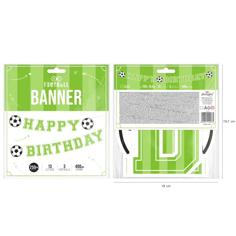 Baner Happy Birthday Football 250x16,4cm