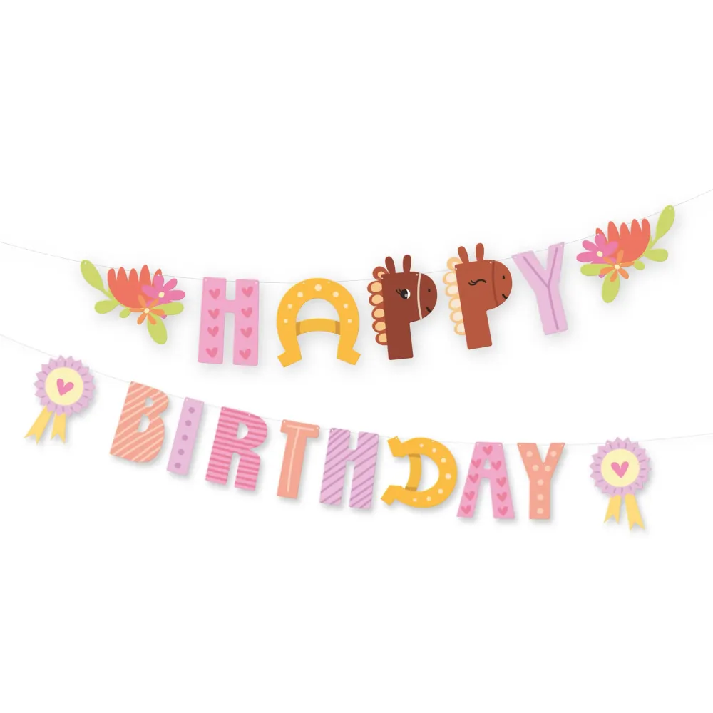 Baner Happy Birthday Koniki 245x22,5cm