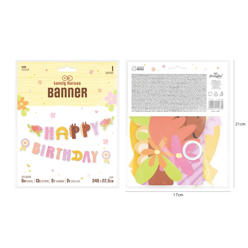 Baner Happy Birthday Koniki 245x22,5cm