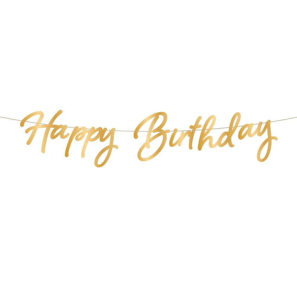 Baner Happy Birthday złoty DIY 110cm