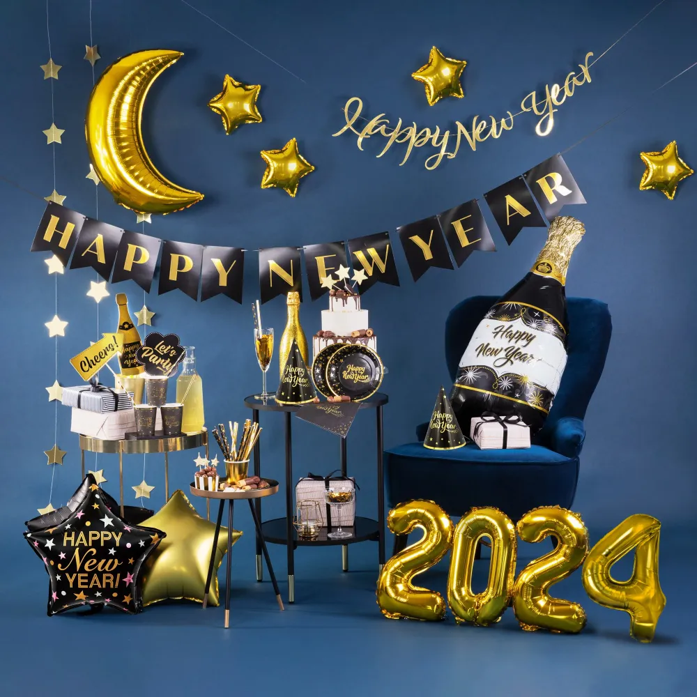 Baner Happy New Year złoty 120cm