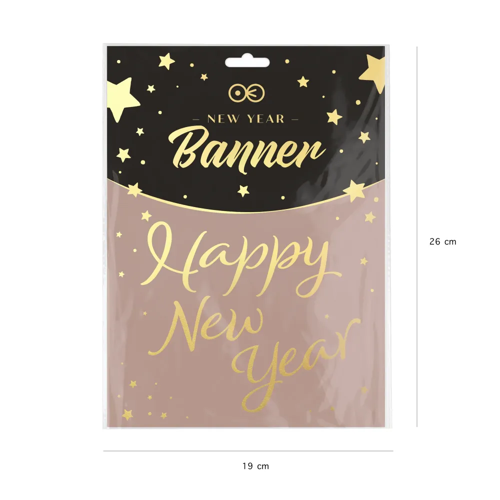 Baner Happy New Year złoty 120cm