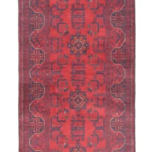 Biegacz Afgański dywan - Kunduz - 287 x 83 cm - ciemna czerwień