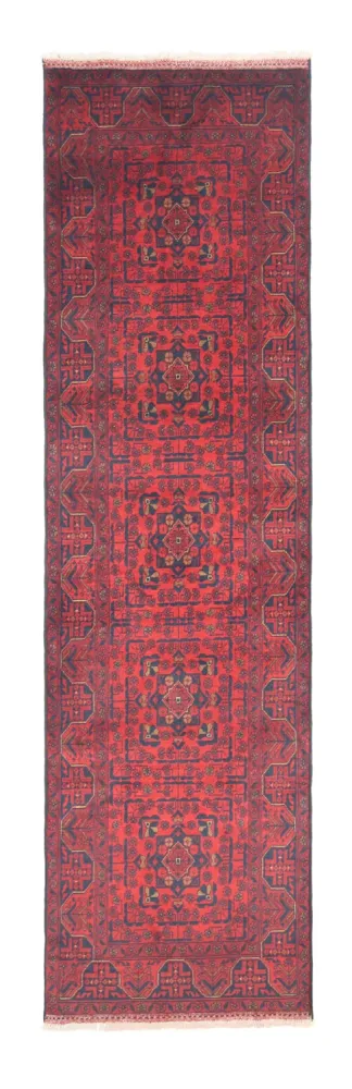 Biegacz Afgański dywan - Kunduz - 290 x 80 cm - ciemna czerwień