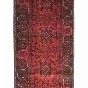Biegacz Afgański dywan - Kunduz - 295 x 75 cm - czerwony