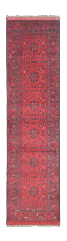Biegacz Afgański dywan - Kunduz - 297 x 74 cm - czerwony
