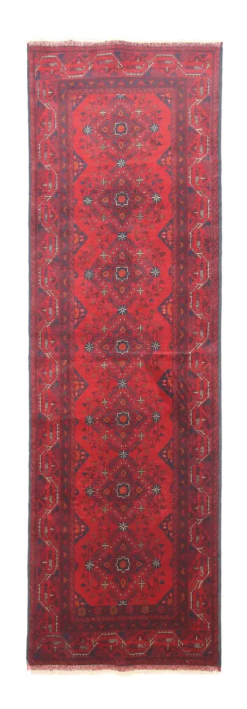 Biegacz Afgański dywan - Kunduz - 299 x 86 cm - ciemna czerwień