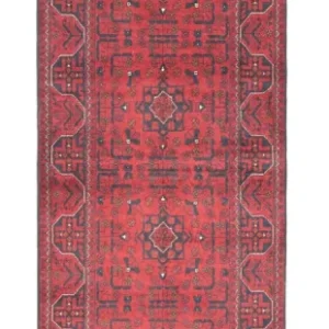 Biegacz Afgański dywan - Kunduz - 302 x 78 cm - czerwony