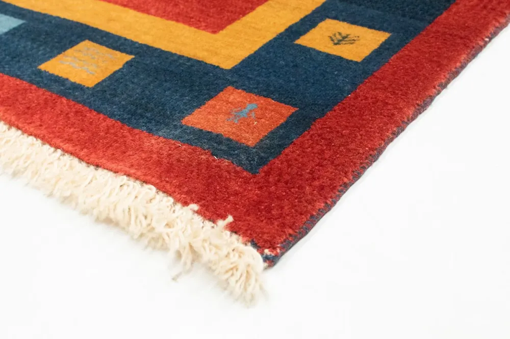 Biegacz Dywan Gabbeh - Loribaft Perski - 175 x 102 cm - czerwony