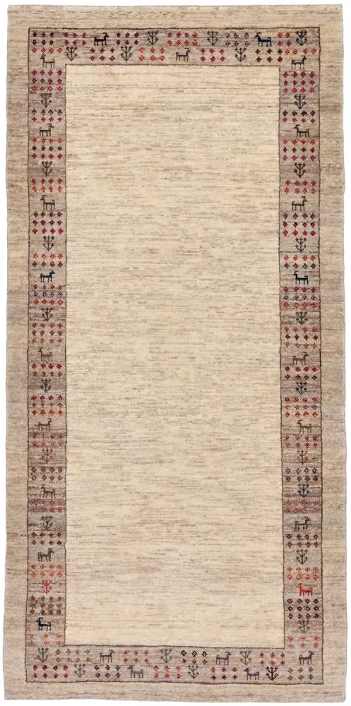 Biegacz Dywan Gabbeh - Loribaft Perski - 176 x 84 cm - piaskowy