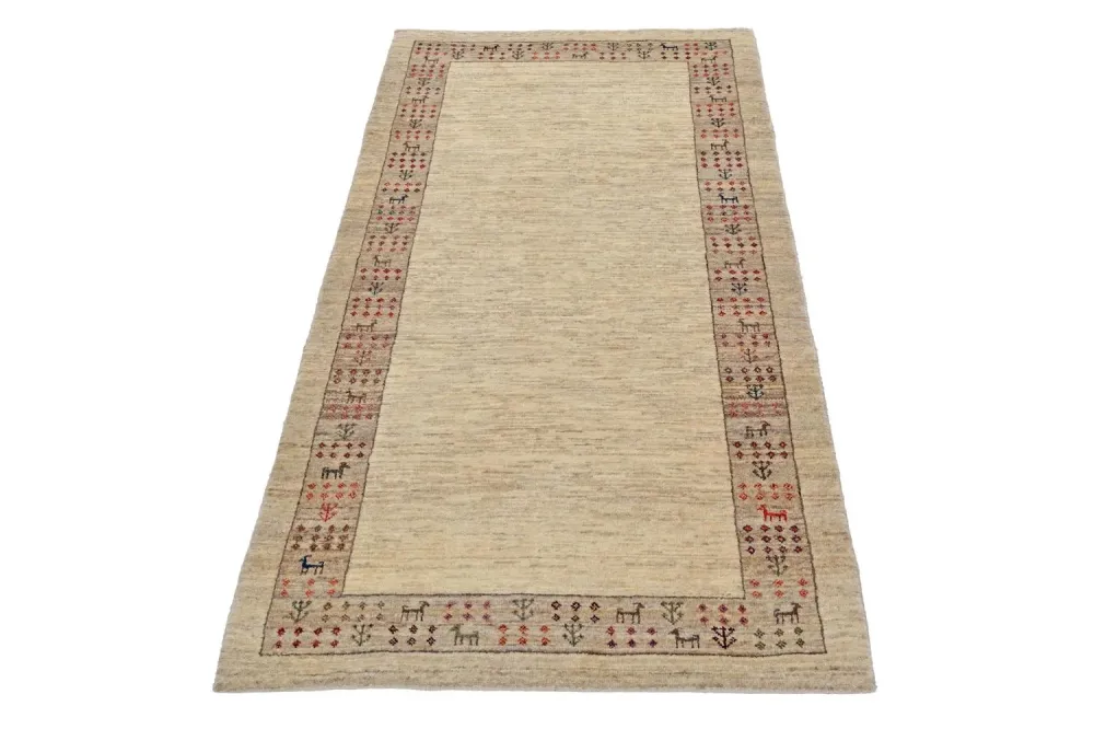 Biegacz Dywan Gabbeh - Loribaft Perski - 176 x 84 cm - piaskowy