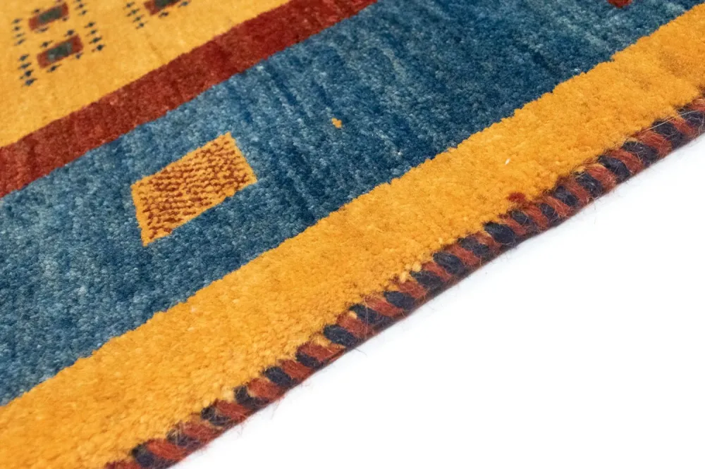 Biegacz Dywan Gabbeh - Loribaft Perski - 194 x 103 cm - złoto