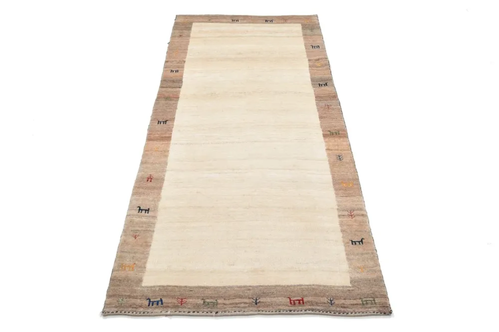 Biegacz Dywan Gabbeh - Loribaft Perski - 205 x 87 cm - piaskowy