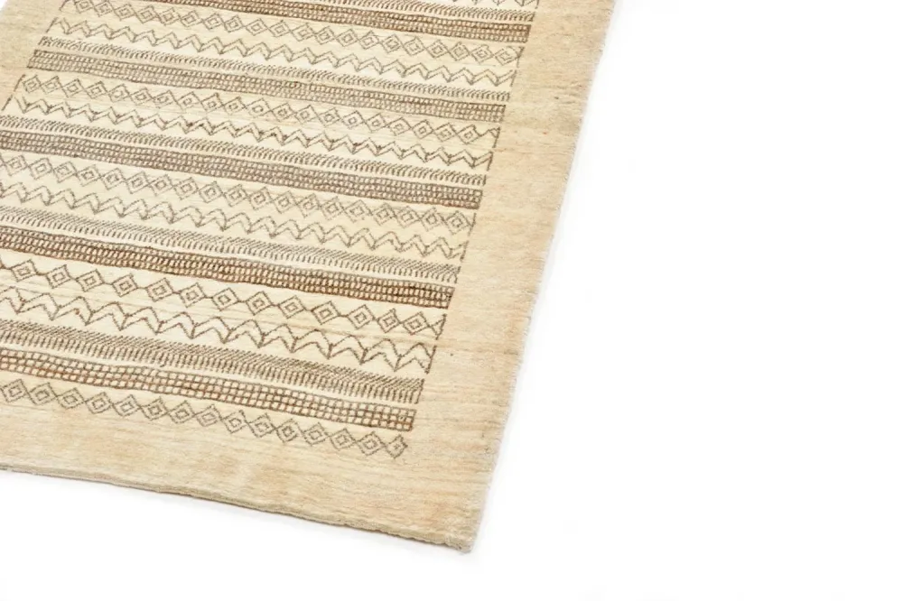 Biegacz Dywan Gabbeh - Loribaft Perski - 297 x 85 cm - piaskowy
