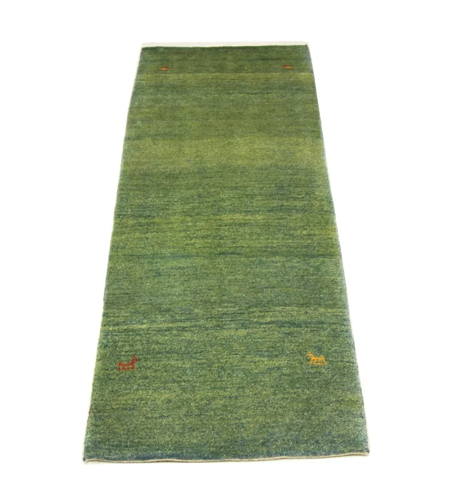 Biegacz Dywan Gabbeh - perski - 233 x 84 cm - zielona