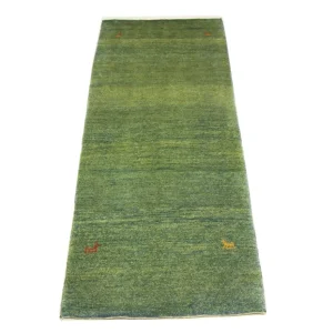 Biegacz Dywan Gabbeh - perski - 233 x 84 cm - zielona