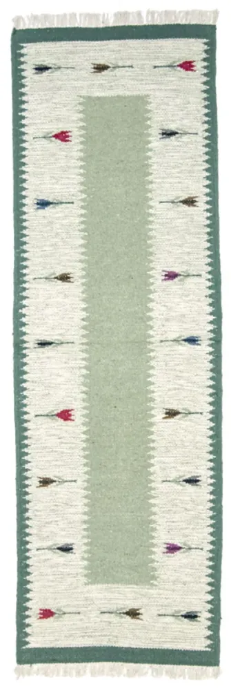 Biegacz Dywan Kelim - modny - 250 x 80 cm - jasnozielony