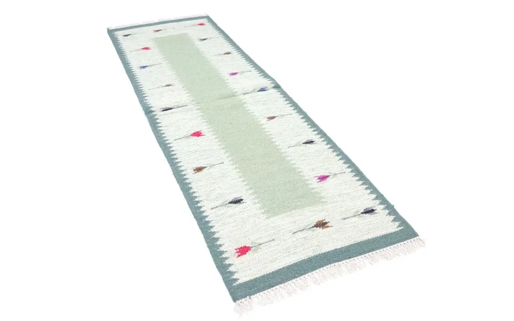 Biegacz Dywan Kelim - modny - 250 x 80 cm - jasnozielony