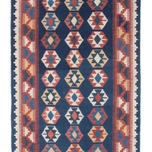 Biegacz Dywan Kelim - Orientalny - 186 x 104 cm - niebieski