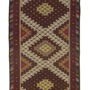 Biegacz Dywan Kelim - Orientalny - 190 x 75 cm - brązowy