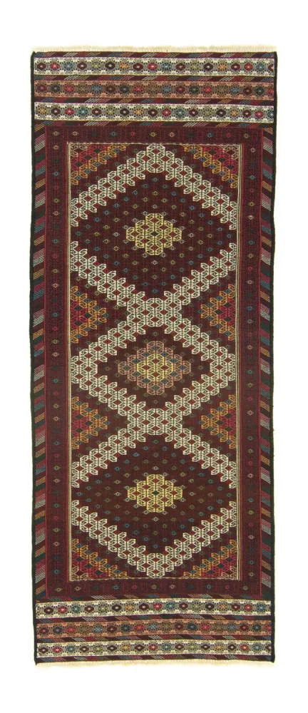 Biegacz Dywan Kelim - Orientalny - 190 x 75 cm - brązowy