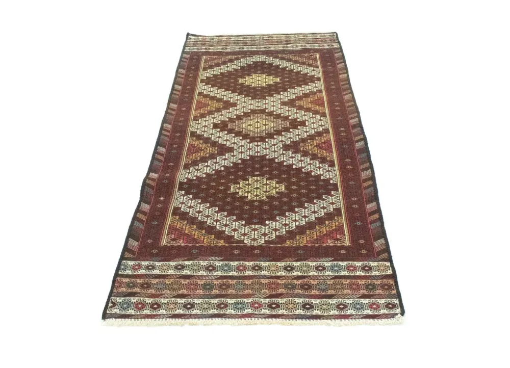 Biegacz Dywan Kelim - Orientalny - 190 x 75 cm - brązowy
