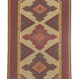 Biegacz Dywan Kelim - Orientalny - 191 x 88 cm - brązowy