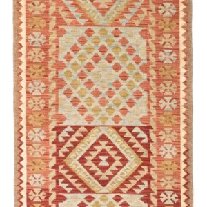 Biegacz Dywan Kelim - Orientalny - 193 x 84 cm - jasna czerwień