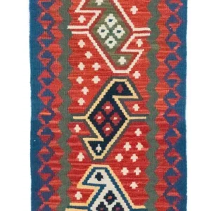 Biegacz Dywan Kelim - Orientalny - 194 x 64 cm - pomarańczowy