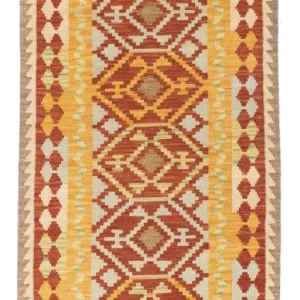 Biegacz Dywan Kelim - Orientalny - 195 x 73 cm - czerwony