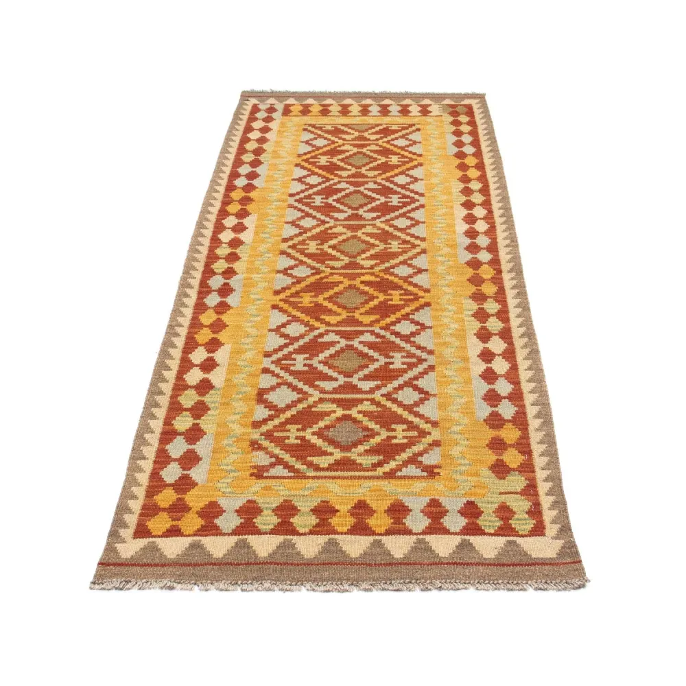 Biegacz Dywan Kelim - Orientalny - 195 x 73 cm - czerwony