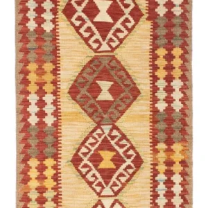 Biegacz Dywan Kelim - Orientalny - 196 x 78 cm - beżowy