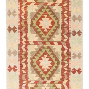 Biegacz Dywan Kelim - Orientalny - 196 x 86 cm - beżowy
