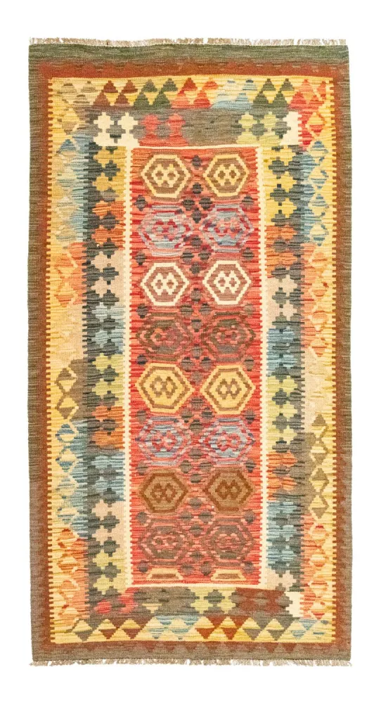 Biegacz Dywan Kelim - Orientalny - 197 x 100 cm - pomarańczowy