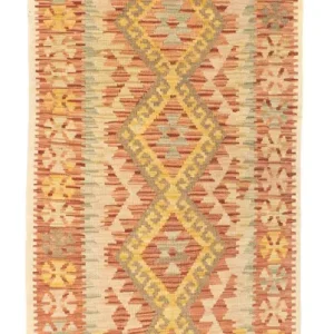 Biegacz Dywan Kelim - Orientalny - 197 x 72 cm - beżowy