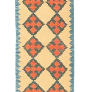 Biegacz Dywan Kelim - Orientalny - 200 x 60 cm - beżowy