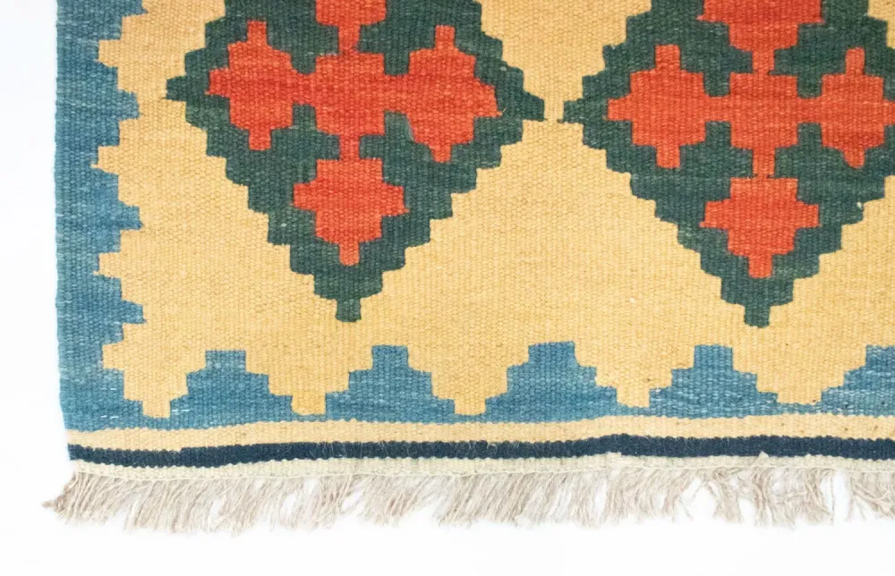 Biegacz Dywan Kelim - Orientalny - 200 x 60 cm - beżowy