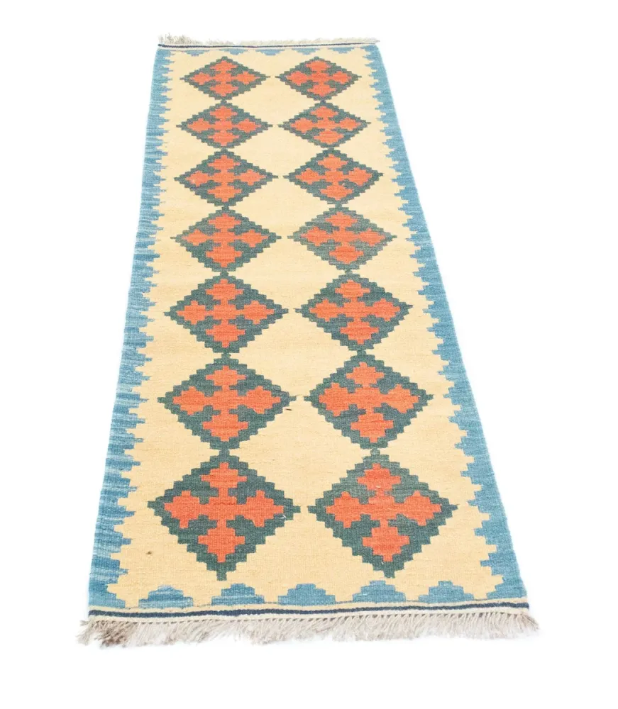 Biegacz Dywan Kelim - Orientalny - 200 x 60 cm - beżowy