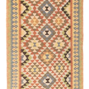 Biegacz Dywan Kelim - Orientalny - 200 x 91 cm - jasnobrązowy