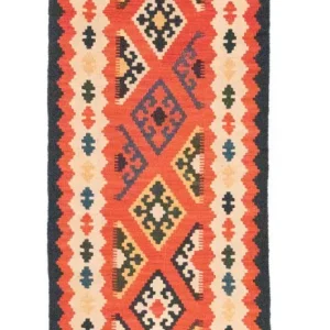 Biegacz Dywan Kelim - Orientalny - 200 x 63 cm - pomarańczowy