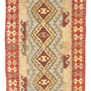 Biegacz Dywan Kelim - Orientalny - 201 x 73 cm - czerwony
