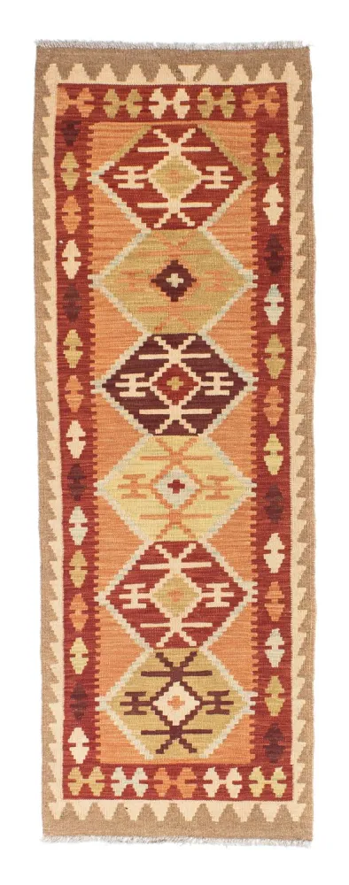 Biegacz Dywan Kelim - Orientalny - 201 x 64 cm - jasnobrązowy